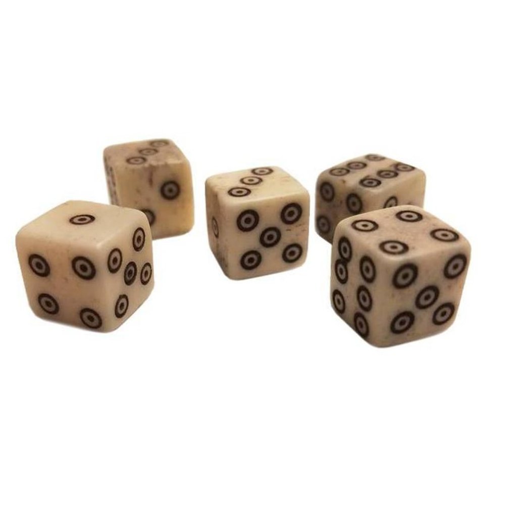 Buffalo Bone Dice 10mm [Set of 5] (Viking/Medieval Rolling Bones)